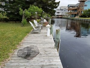 Dockside charging station, water and hose for the dock and fish cleaning station