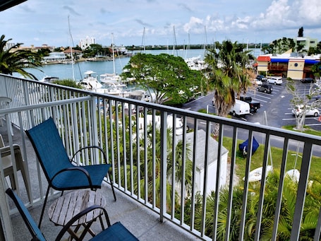 Relax and enjoy the view from the 4th floor balcony.