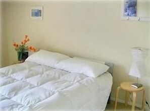 The master bedroom and this guest bedroom have queen beds.
