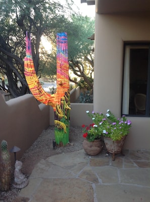 Painted saguaro at front door entry
