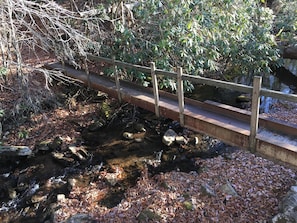 Foot bridge over the creek into Pisgah National Forest!