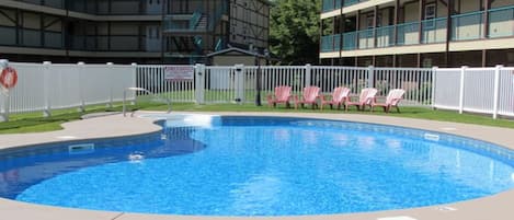 Complex Pool, just steps from front door!  Lots of seating at poolside