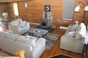 Living room, wood stove