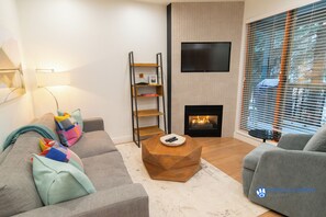 Living area with fireplace