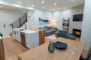 Living area with fireplace