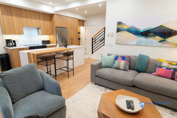 Open plan living, dining and kitchen