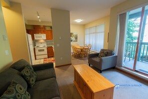 Living area with fireplace