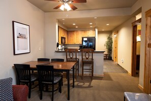 Living room into kitchen.