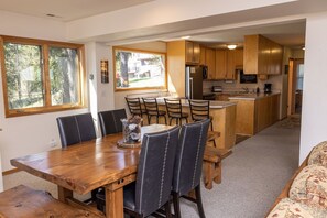 Dining room looking into kitchen.