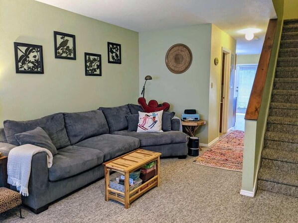 Super spacious sofa. There is wireless internet throughout the home and Roku TVs