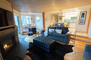 Stylish open plan kitchen, living and dining area