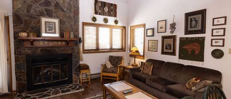 Top floor unit with cathedral ceiling.