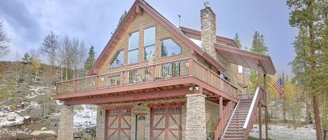 Exterior - Three level mountain home with large deck and great views.