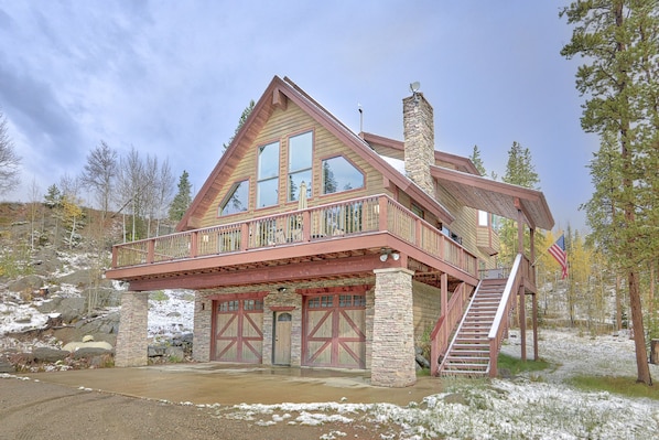 Exterior - Three level mountain home with large deck and great views.