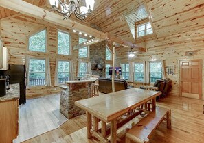 Open Concept with Family All Wood Dining Table