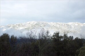 view in winter from house windows
