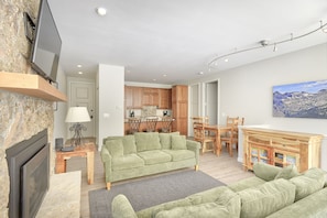 Living Area - Great seating area with natural lighting and views of the timbers.