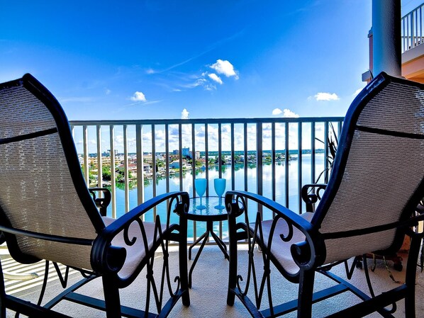 We invite you to sit, relax and enjoy the view of the Clearwater Harbor.