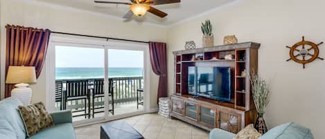 N5 Villas on the Gulf is furnished with a tropical theme throughout making this a comfortable retreat.

This gulf-front 2 BR condo offers panoramic views of the Gulf – sunrises and sunsets are spectacular!
