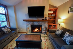 Fireplace and TV in living area