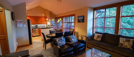 Open plan kitchen, living and dining area