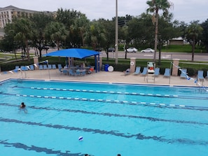 FREE access to Heated Olympic size pool. across street 2.5 blocks. Open Summer