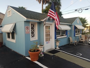 The Corner Cottage is now the Blue Corner Cottage, 5th house from the sand