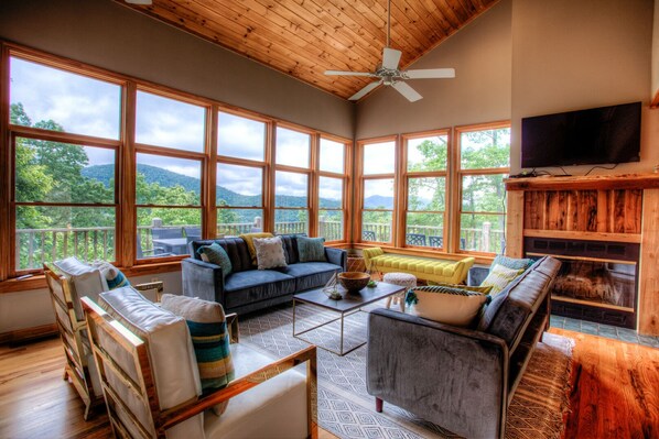 Living room with fireplace