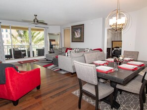 Open concept reception is perfect for family interaction
