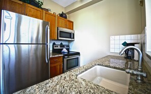 Kitchen with granite countertops