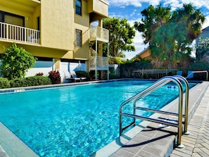 Beachside setting and pool at the Villas of Clearwater Beach.