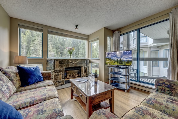 Living room and Gas Fireplace