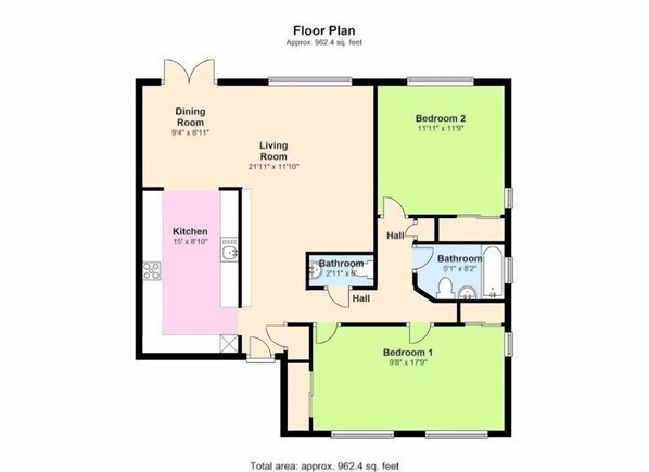 Floor Plan Layout. Open Kitchen and Living Room Area