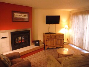 Electric fireplace.