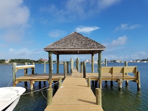 Dock with Fish Bench with Water and Bench Seat