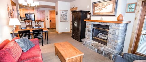 Open living room into the kitchen.