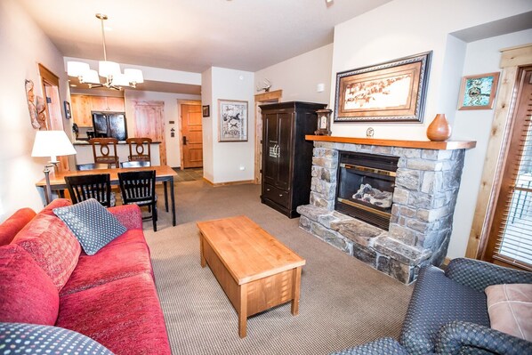 Open living room into the kitchen.