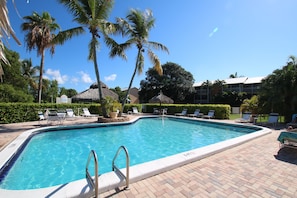 Beautiful heated pool directly behind our unit. 