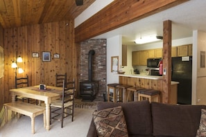 Open kitchen into living room.