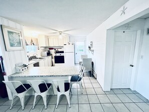 Open kitchen to living room. 