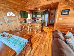 The well equipped kitchen complete with dishwasher for quick clean up makes preparing meals or snacks quick.