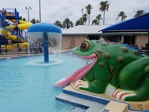 Kid's love the pool complex. 10 free passes for our weekly guests.