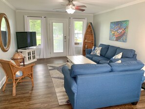 Living Area with Sleeper Sofa, TVDVD, Porch Access