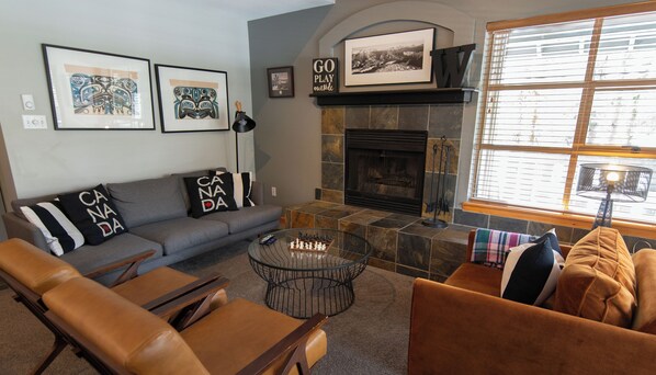 Cozy living area with fireplace