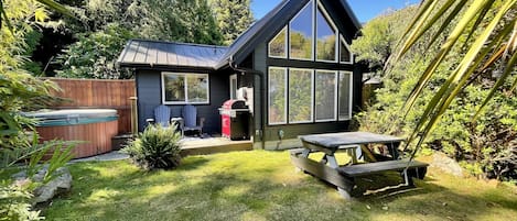 Oceanside view of cabin