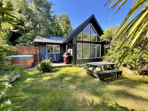 Oceanside view of cabin