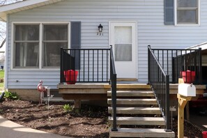 Front porch with railings