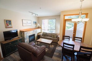 Living area with fireplace