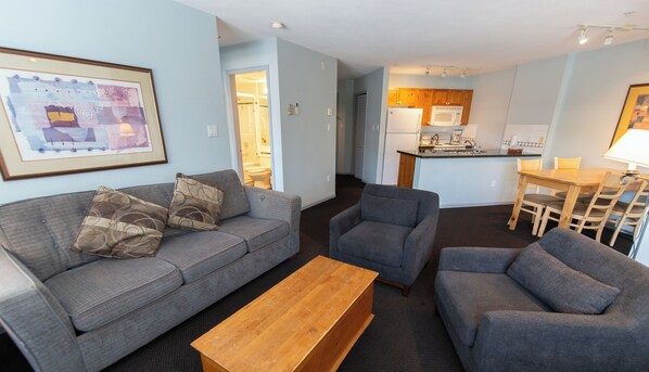 Living area with view of Village stroll