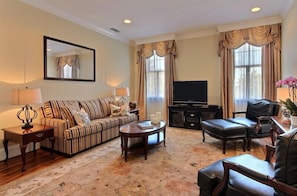 The living area is the perfect place to relax with friends and family.